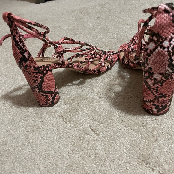 Pink Snakeskin JustFab Strappy Heels - Picture 7 of 7